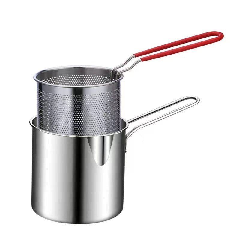 Stainless Steele Deep Frying Pot W/Strainer Basket