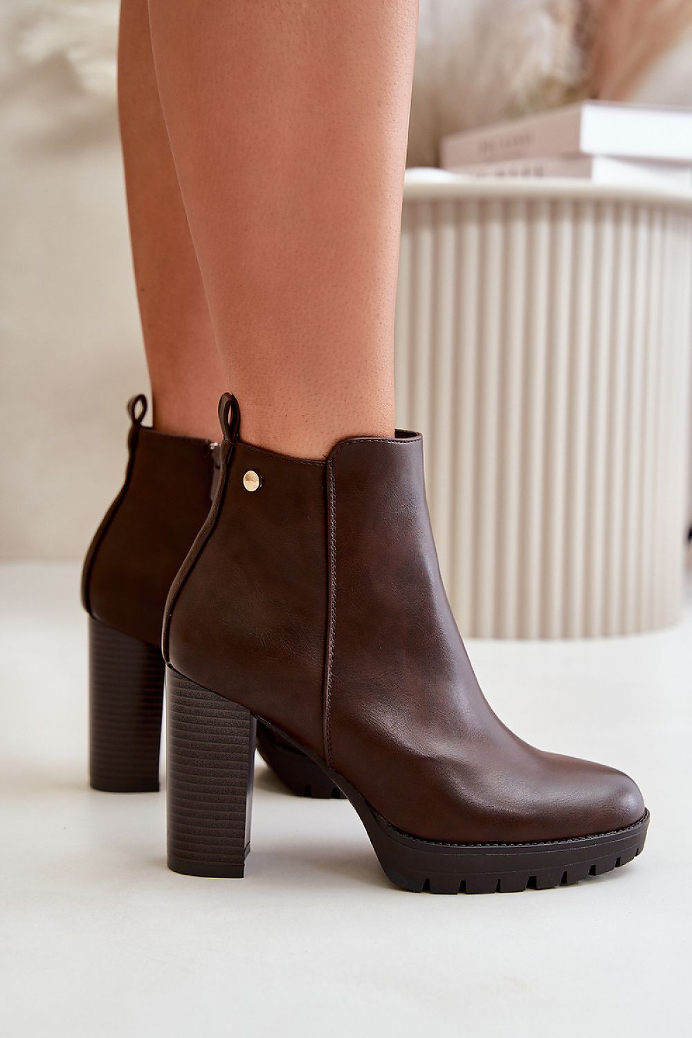 Column Heel Ankle Boots