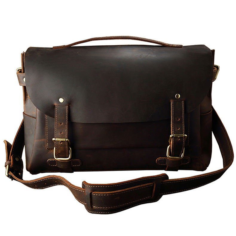 Handmade Executive First Layer Cowhide Retro Single Shoulder Bag
