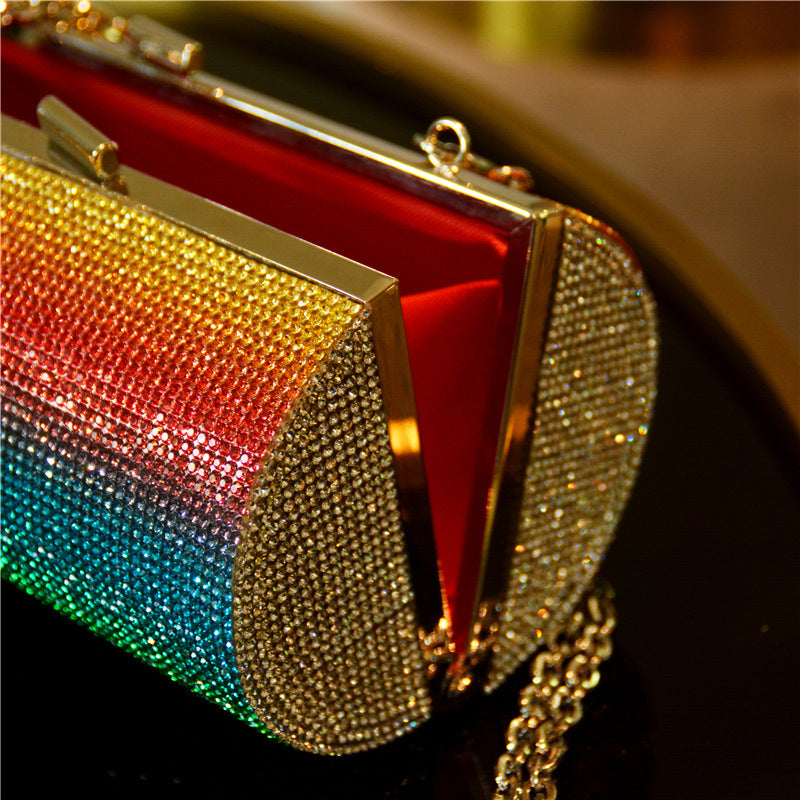 Rainbow Rhinestone Clutch/Purse Evening Bag