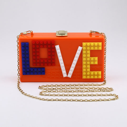 Letter Stitching One-shoulder/ Clutch Messenger Acrylic Bag