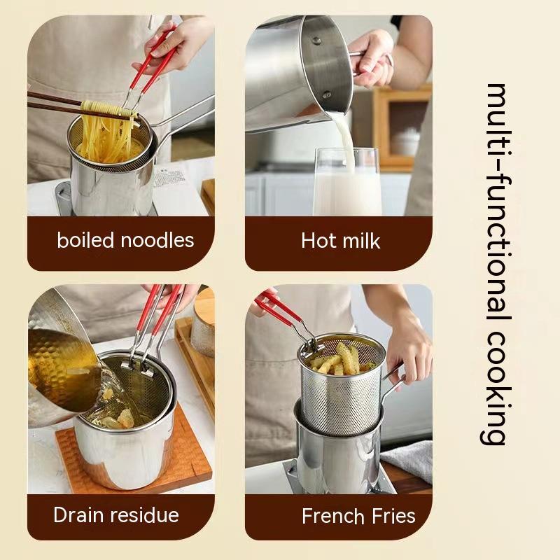 Stainless Steele Deep Frying Pot W/Strainer Basket