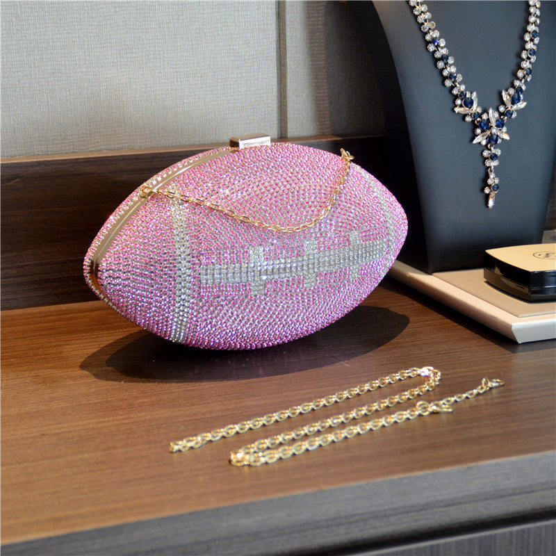 Women's Rhinestone Football Clutch Bag