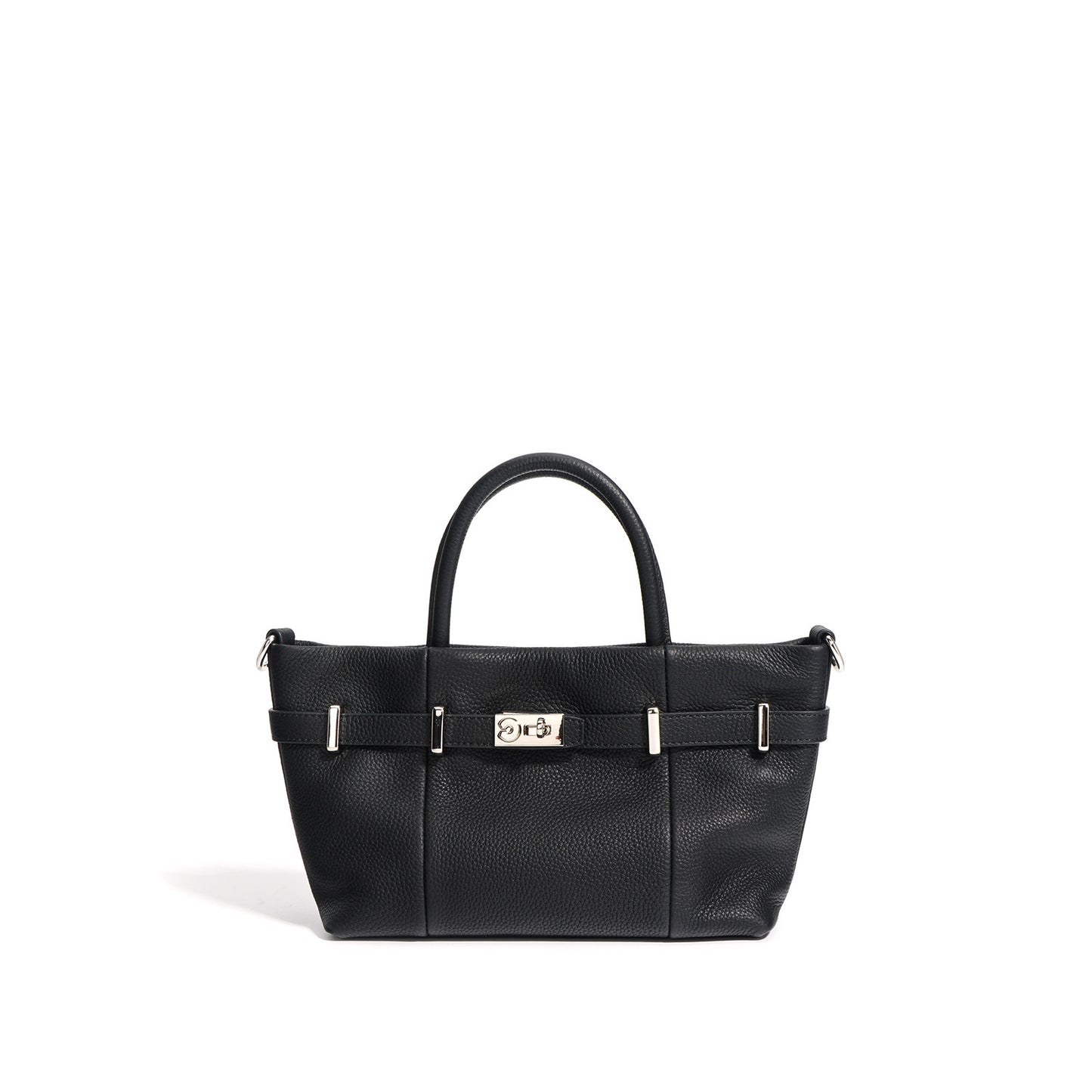 Lychee Pattern Cowhide Shoulder Handbag