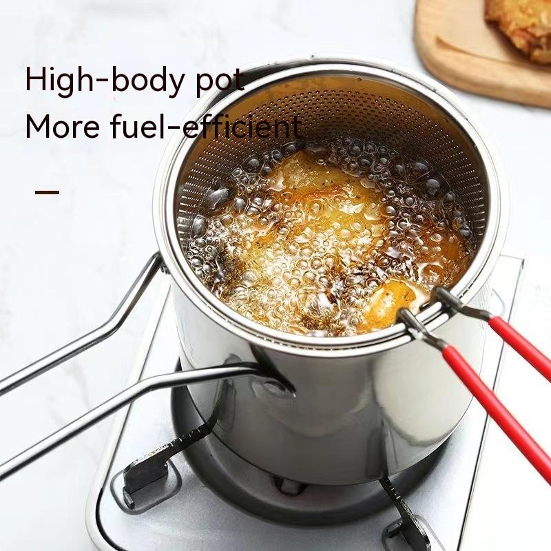 Stainless Steele Deep Frying Pot W/Strainer Basket