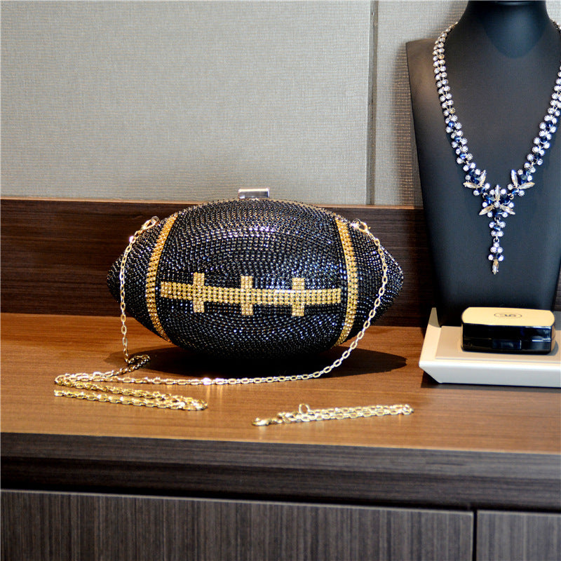 Women's Rhinestone Football Clutch Bag