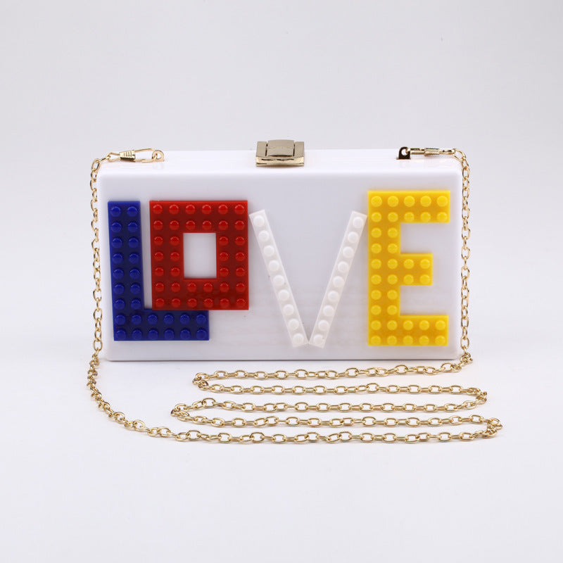 Letter Stitching One-shoulder/ Clutch Messenger Acrylic Bag