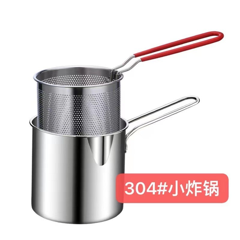 Stainless Steele Deep Frying Pot W/Strainer Basket