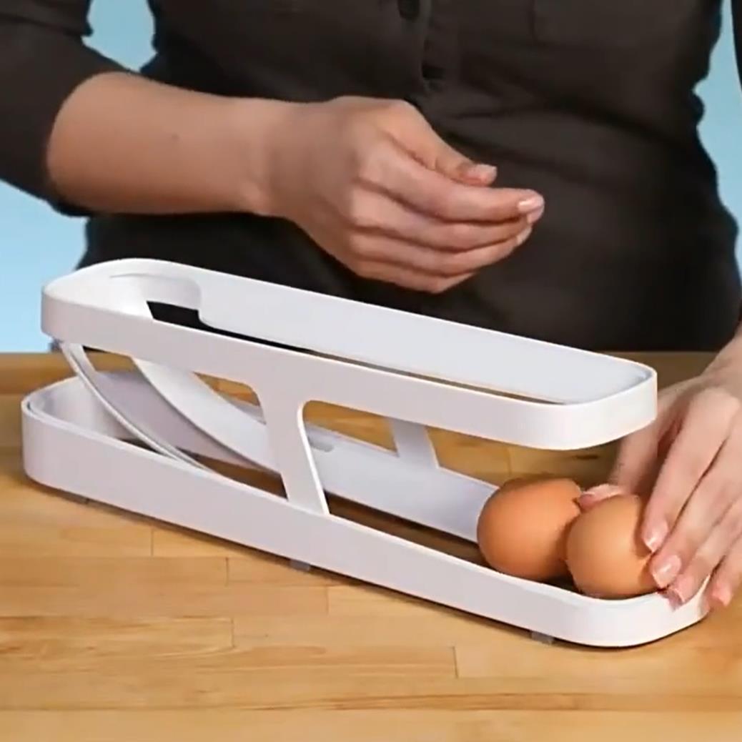 Rolldown Egg Rack Refrigerator Organizer