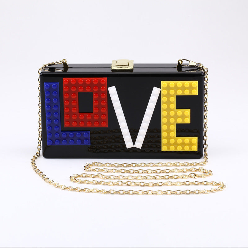Letter Stitching One-shoulder/ Clutch Messenger Acrylic Bag