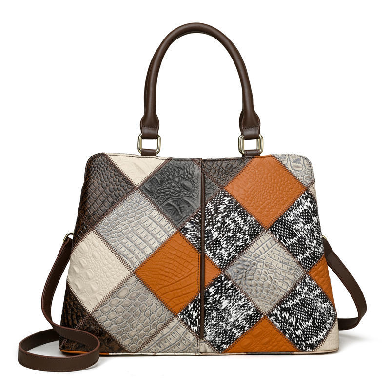 Patchwork Contrast Color Shoulder Bag