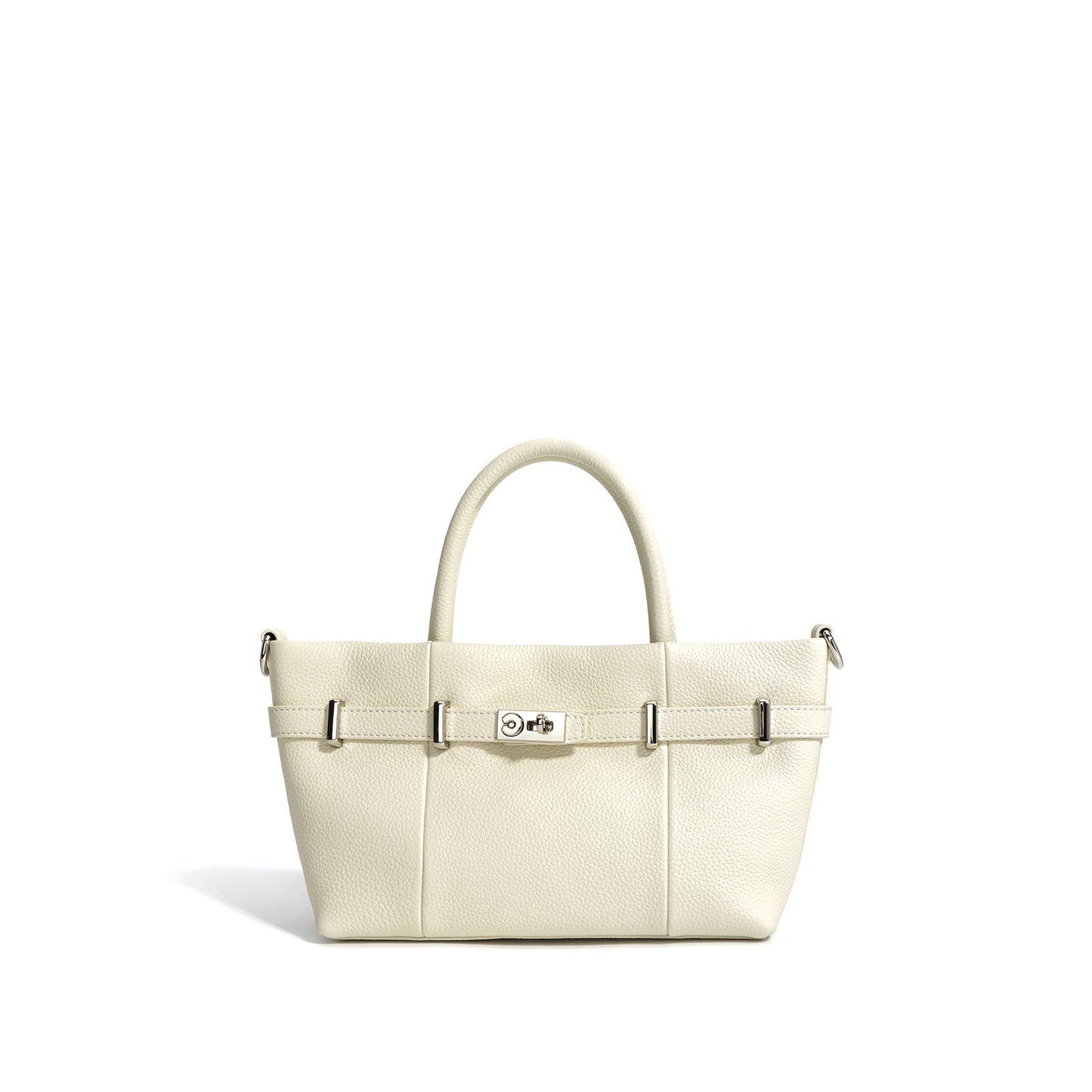Lychee Pattern Cowhide Shoulder Handbag