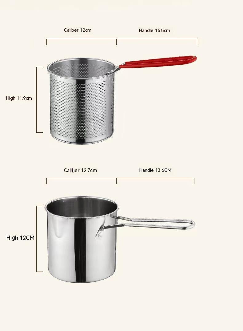 Stainless Steele Deep Frying Pot W/Strainer Basket