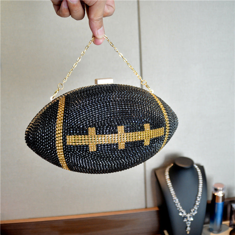 Women's Rhinestone Football Clutch Bag