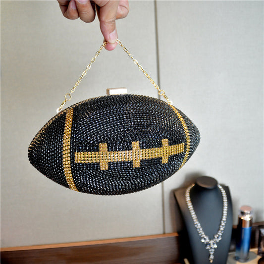 Women's Rhinestone Football Clutch Bag