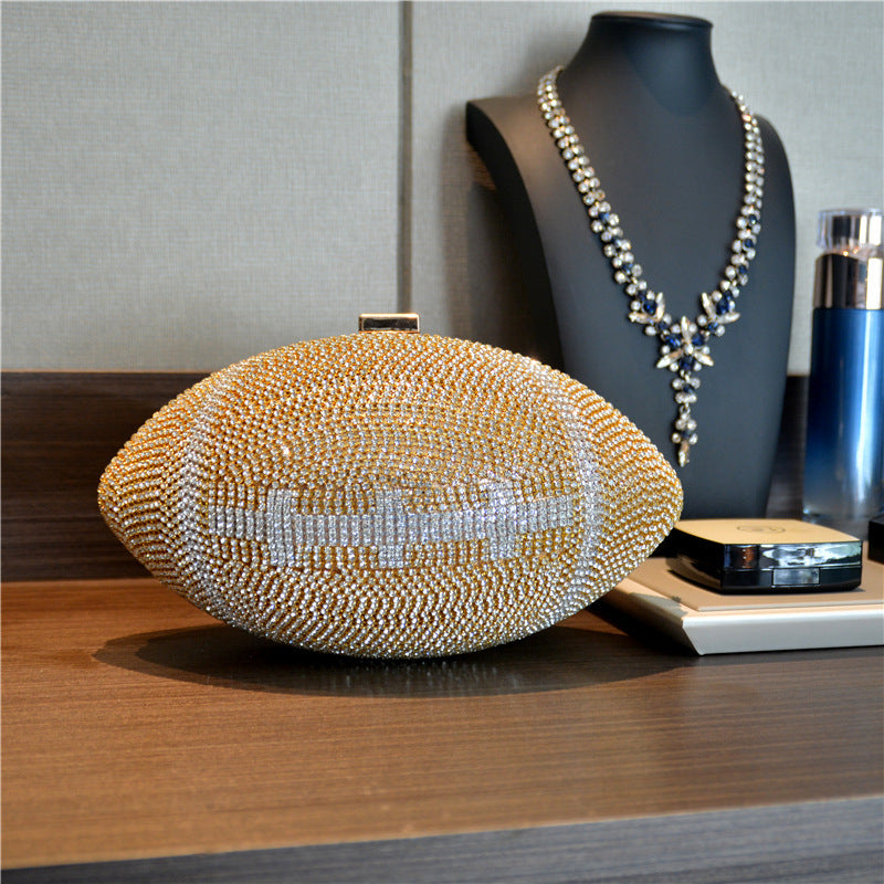 Women's Rhinestone Football Clutch Bag