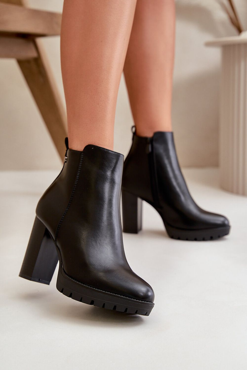 Column Heel Ankle Boots