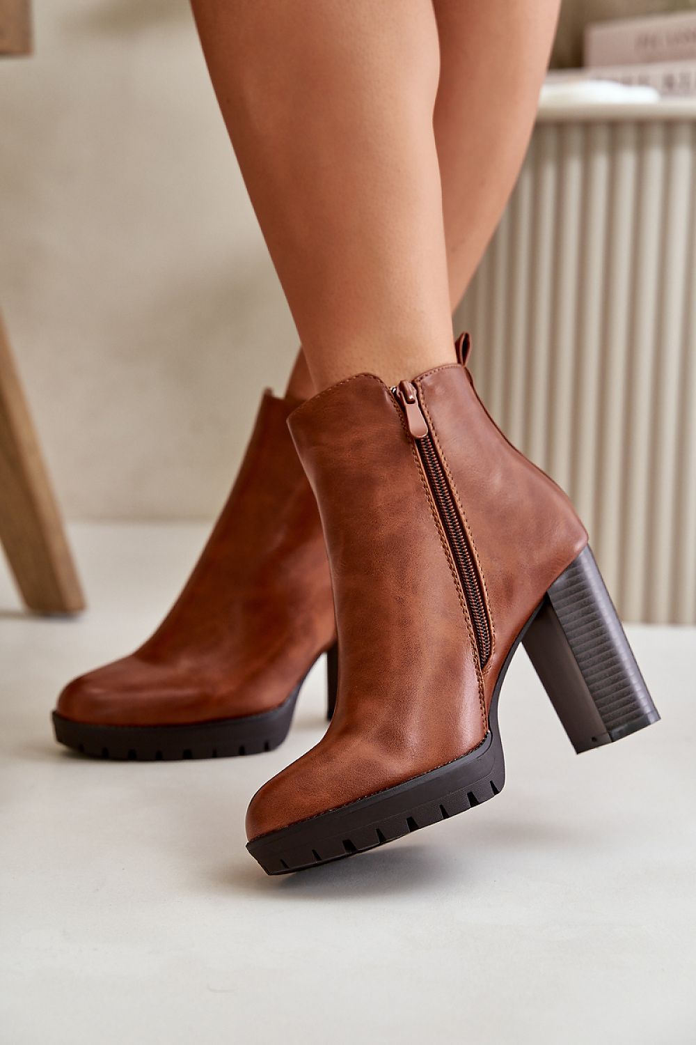 Column Heel Ankle Boots