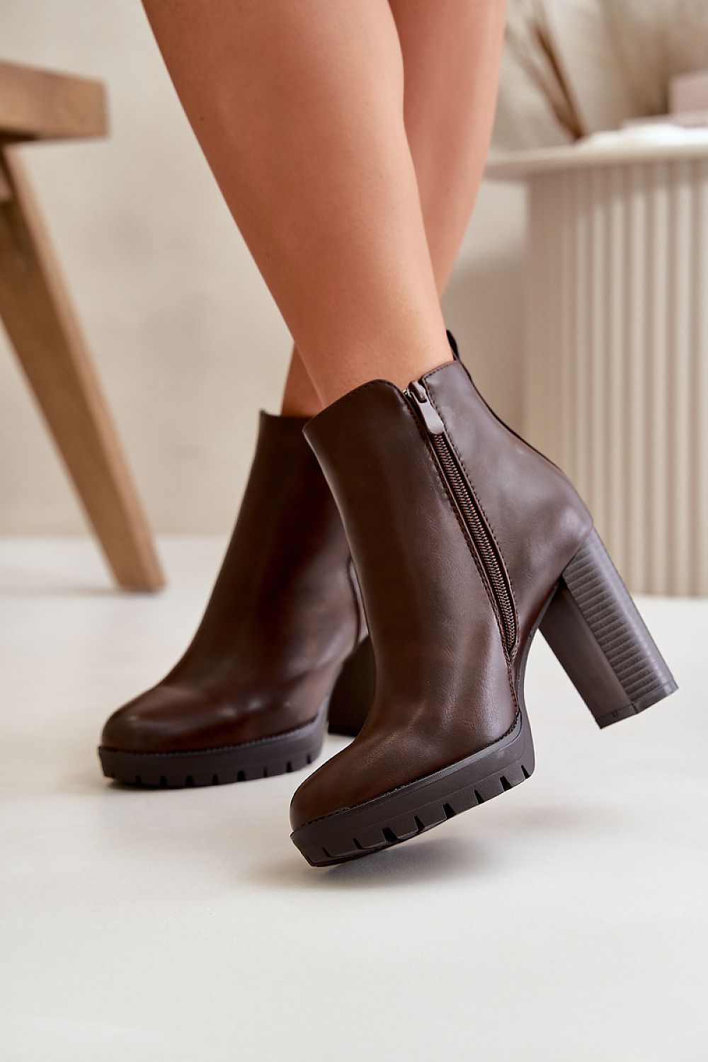 Column Heel Ankle Boots