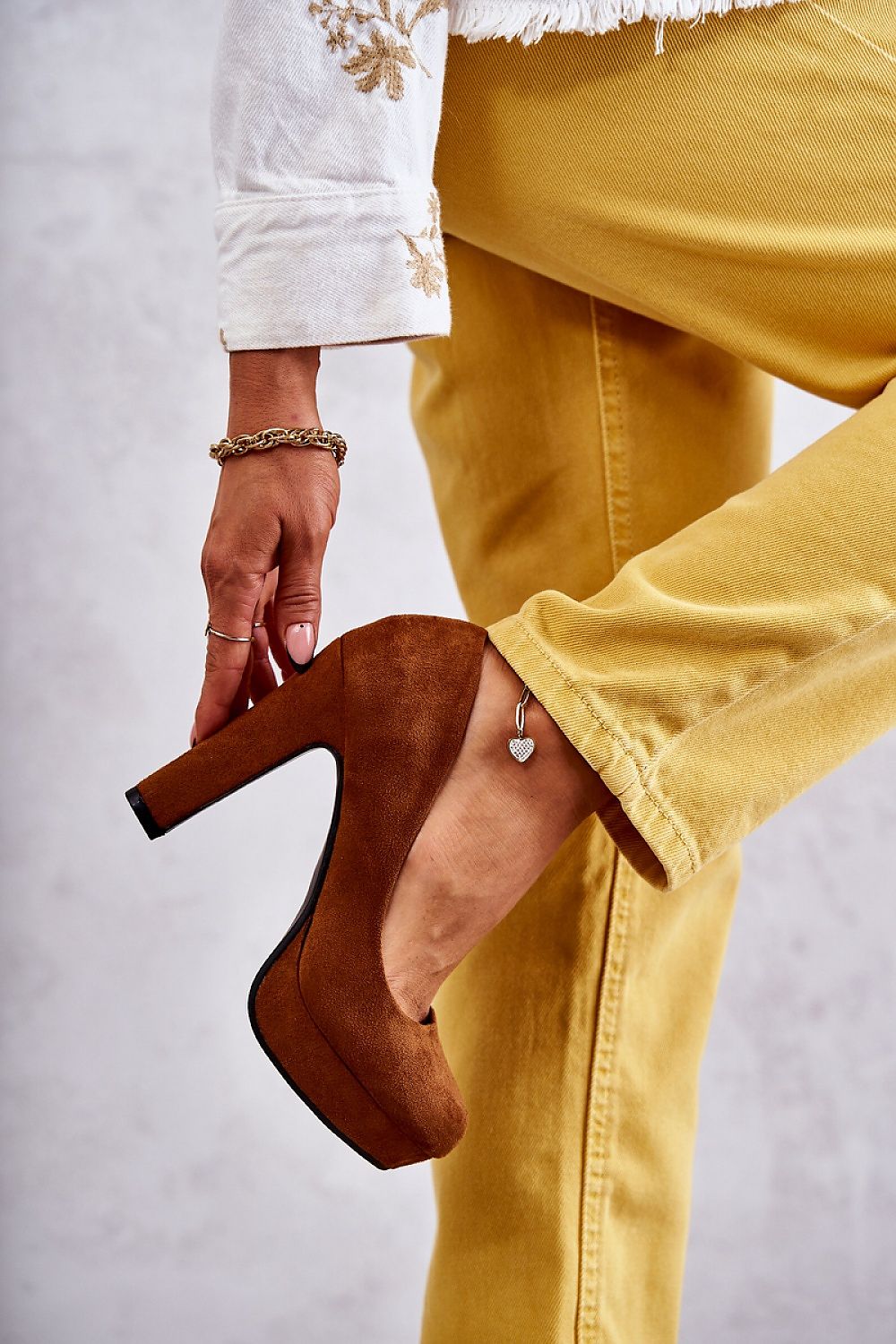 Block Heel Brown Pumps