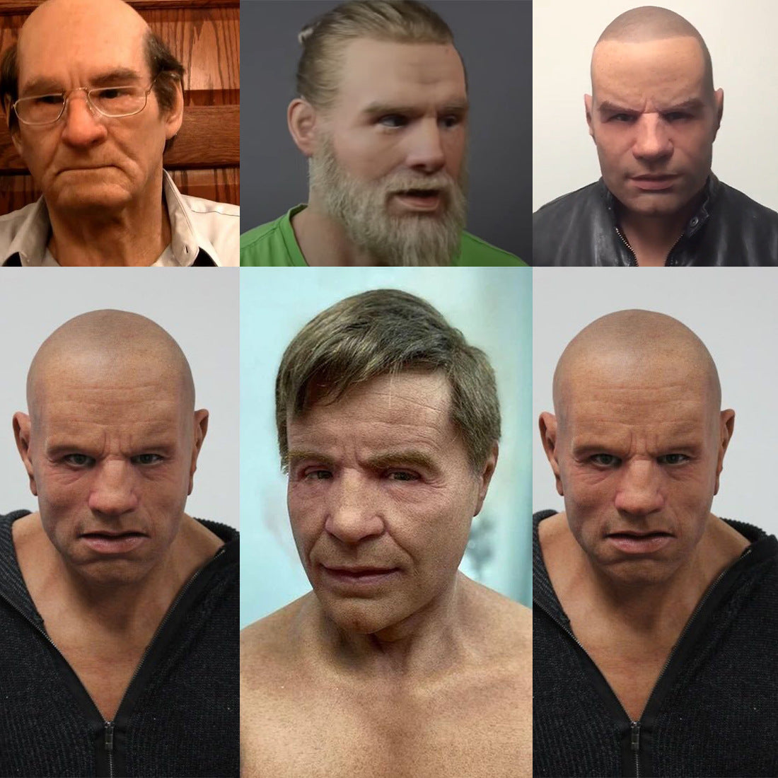 Old Man Face Wig Headgear Halloween Mask