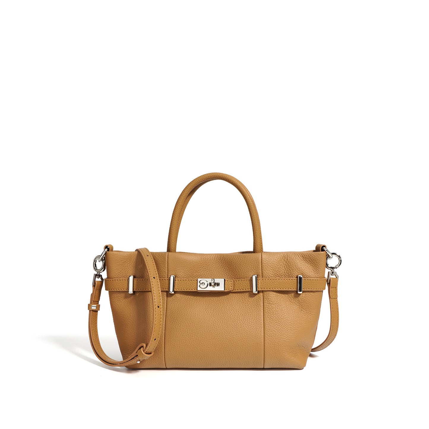 Lychee Pattern Cowhide Shoulder Handbag