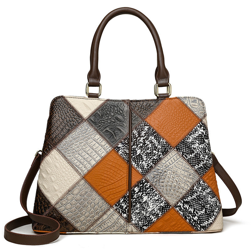 Patchwork Contrast Color Shoulder Bag