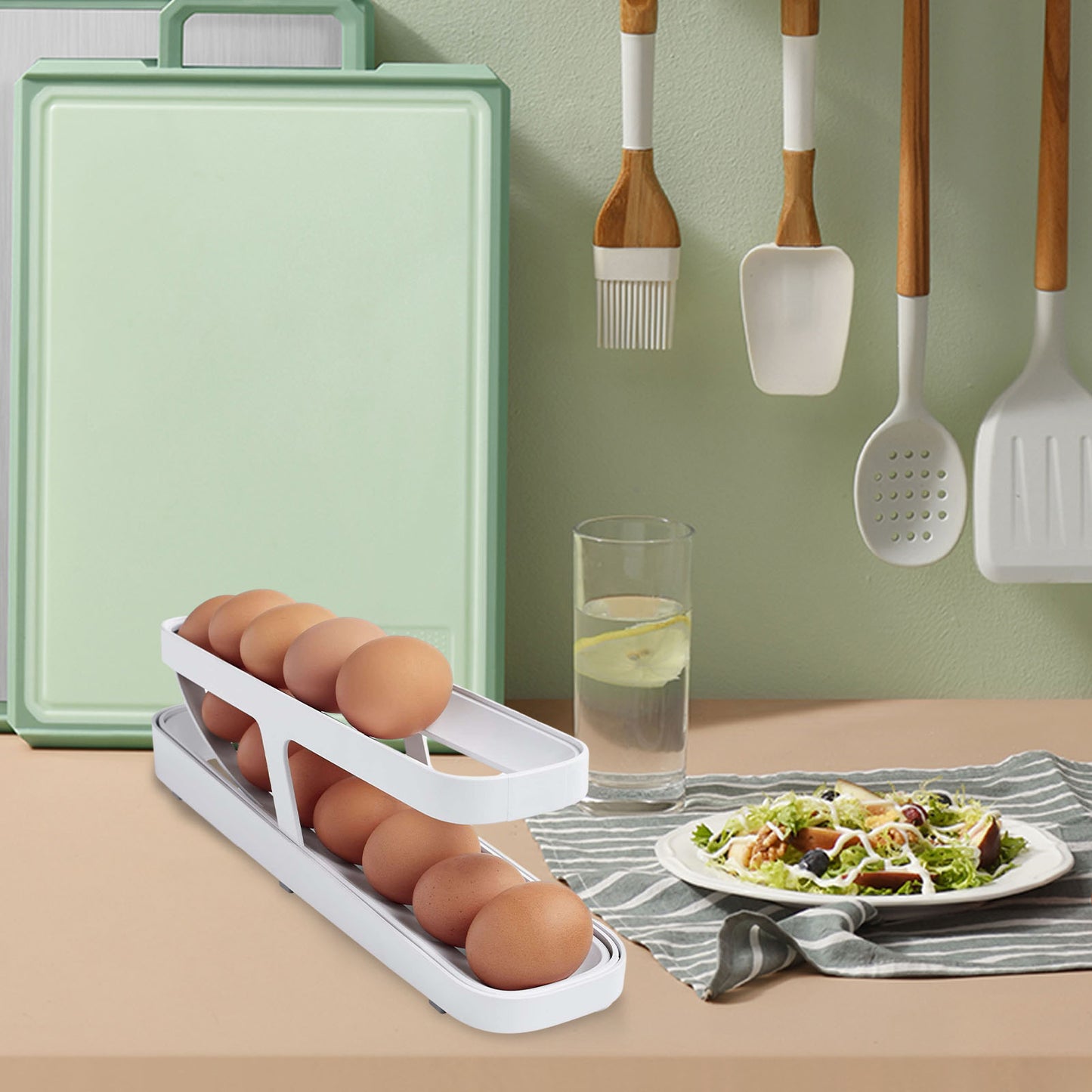 Rolldown Egg Rack Refrigerator Organizer