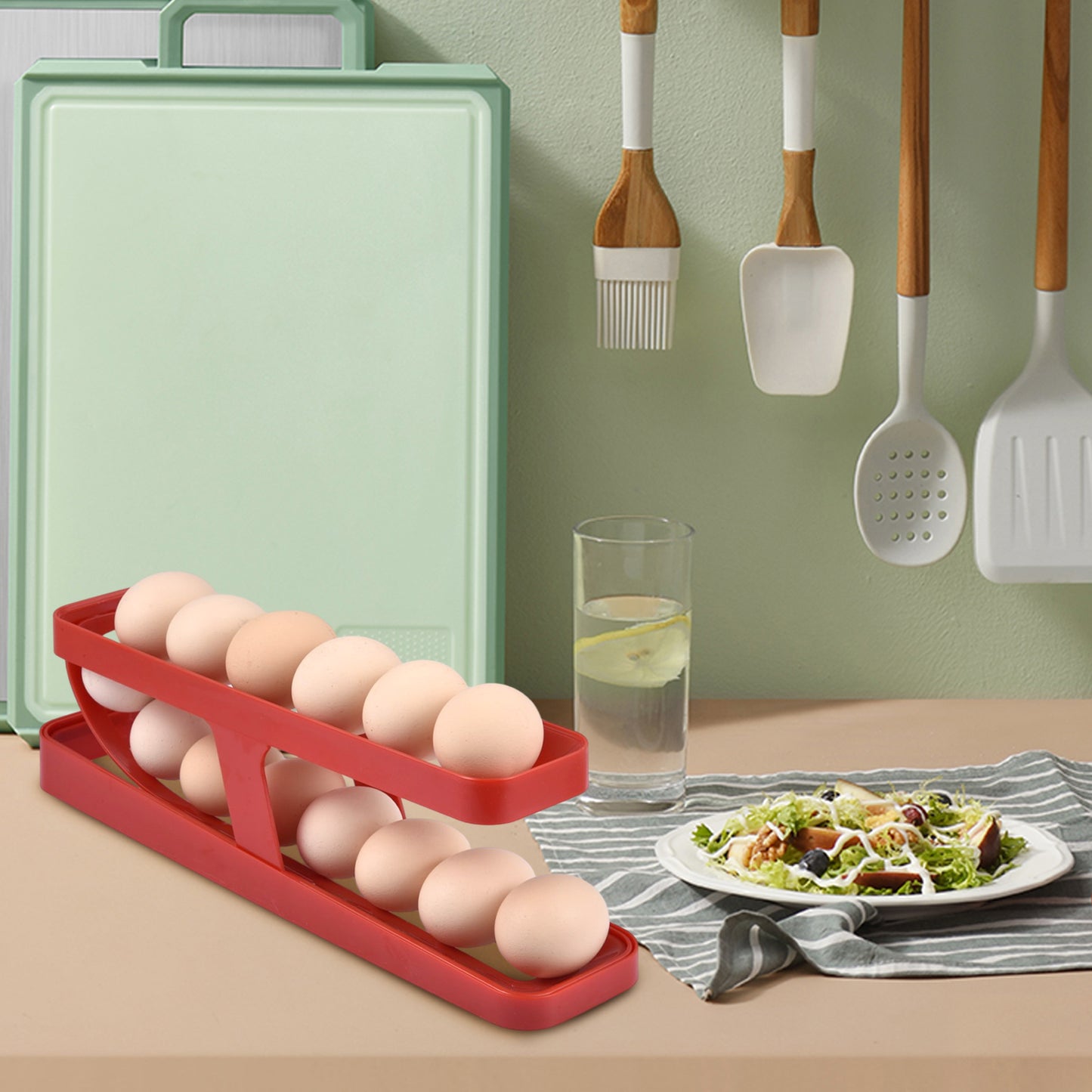 Rolldown Egg Rack Refrigerator Organizer