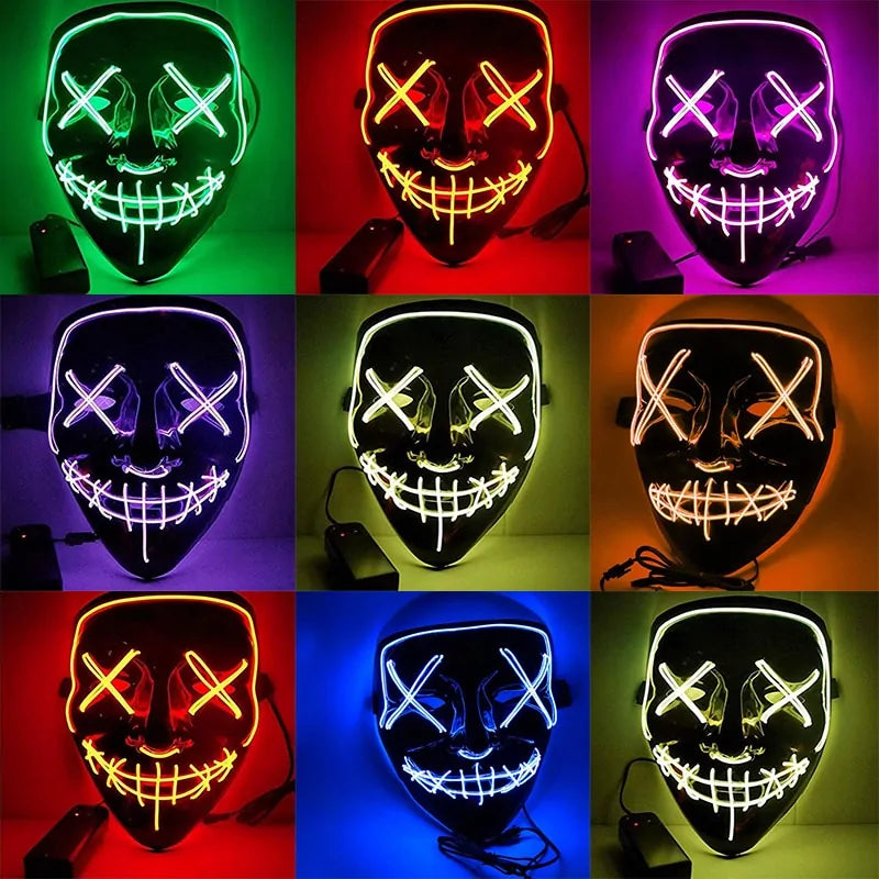 LED Purge Mask: Halloween Costume Light Up Glow-in-the-Dark Masks