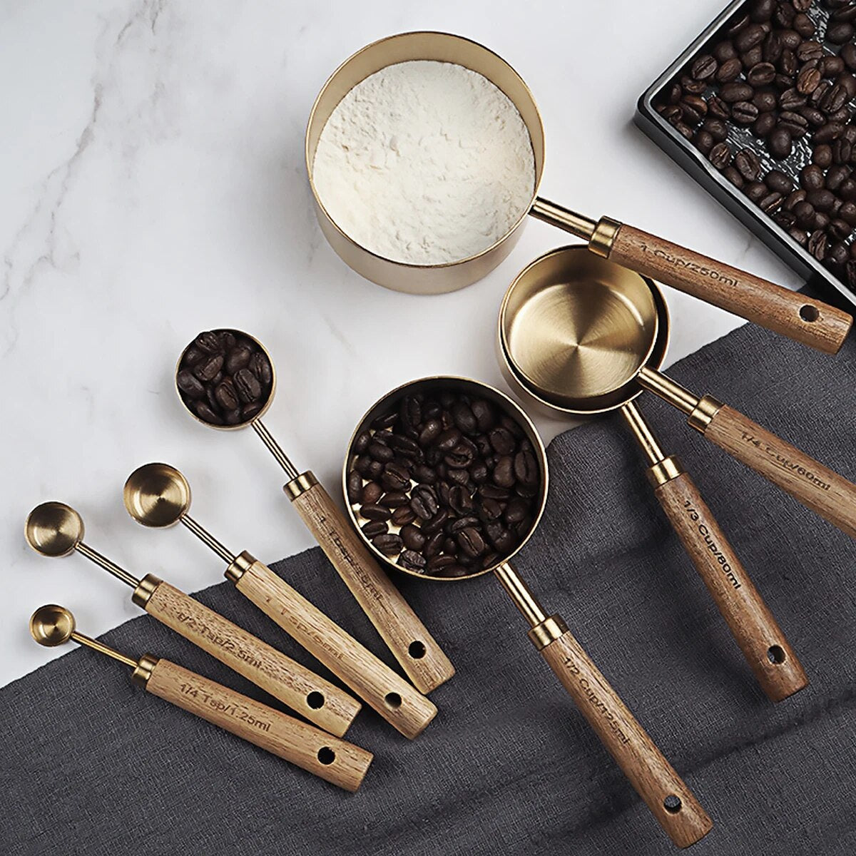 Gold Stainless Steele Measuring Cups and Spoon Set