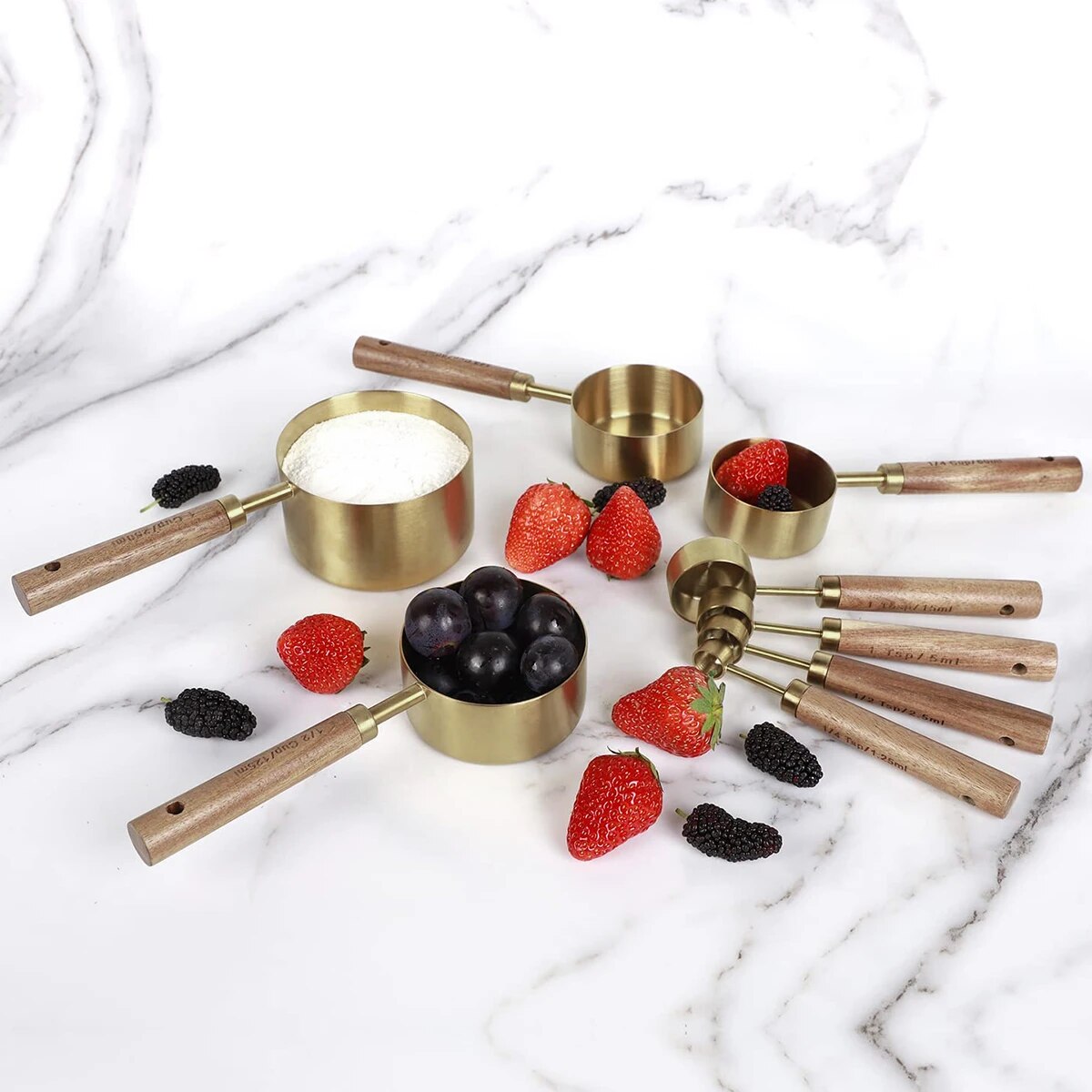 Gold Stainless Steele Measuring Cups and Spoon Set